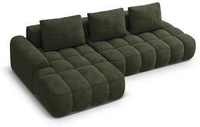 Зелен кадифен сгъваем/с място за съхранение ъглов диван (ляв ъгъл) Linz – Cosmopolitan Design