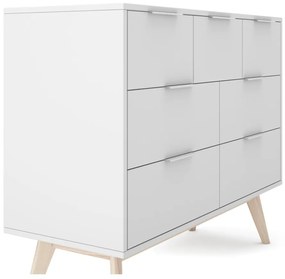 Бял нисък скрин с чекмеджета 120x83 cm Campus - Marckeric