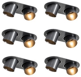 Комплект от 6 вградени спота Gunmetal GU10 50mm 2-Light - Installa
