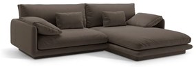 Кафяв кадифен ъглов диван (десен ъгъл) Torino – Micadoni