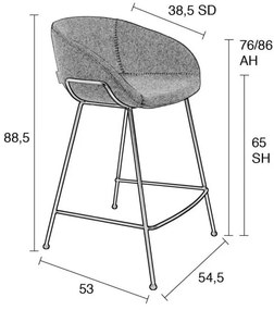Комплект от 2 сиви бар столове , височина на седалката 65 cm Feston - Zuiver