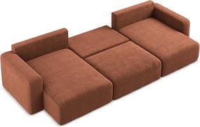 Теракотен шенилов сгъваем/с място за съхранение ъглов диван (U форма) Kona – Makamii