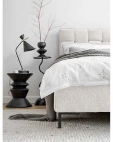 Кремаво тапицирано двойно легло с включена подматрачна рамка 180x200 cm Eve – Miuform