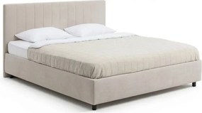 Бежово тапицирано двойно легло с място за съхранение и включена подматрачна рамка 160x200 cm Myra Slim Line – Bonami Selection