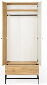 Бял гардероб от дъб 80x190 cm Flora - Woodman