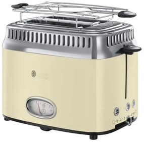 Тостер за хляб Russel Hobbs Retro Vintage Cream 21682-56, 1300W, 2 филийки, 6 нива, Ретро индикаторна скала, Lift & Look, Бързо препичане, Кремав/инокс