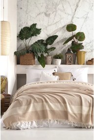 Бежова памучна покривка за легло Şeritli, 200 x 230 cm Seritli - Viaden