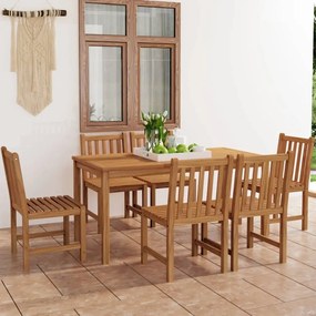 3059938 vidaXL Градински комплект за хранене, 7 части, 160x80 см, масивно тиково дърво