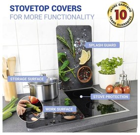 Комплект от 2 капака за печка от сиво стъкло Universal Herbs - Wenko