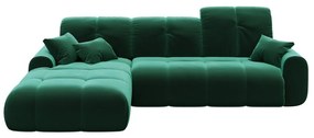 Тъмнозелен кадифен ъглов разтегателен диван Devichy , ляв ъгъл Tous - devichy