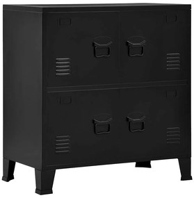 145358 vidaXL Индустриален скрин за съхранение, черен, 75x40x80 cм, стомана
