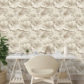 Тапет – Бежови цветя в нежен стил