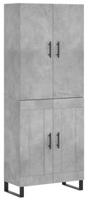3195815 vidaXL Висок шкаф, бетонно сив, 69,5x34x180 см, инженерно дърво