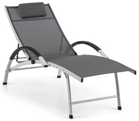 Blumfeldt Sun Valley, градински шезлонг, сгъваем, възглавница, сив