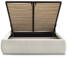 Бежово двойно легло 160x200 cm тапицирано с място за съхранение/без табла с включена подматрачна рамка Inera – Bobochic Paris