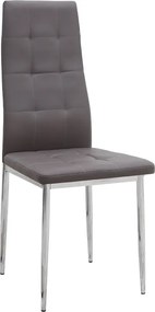 трапезен стол Rosa PU Leather в кафяв цвят с хромиран метален крак 41x48x98см.