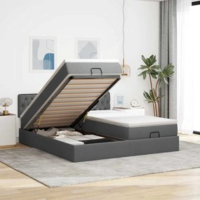 3312009 vidaXL Османска легло с матраци, тъмнокафяво, 160x200 см, плат