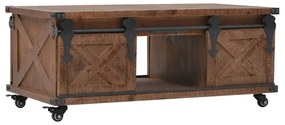246119 vidaXL Кафе маса, чамова дървесина масив, 91x51x38 cм, кафява