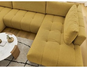 Сгъваем/с място за съхранение ъглов диван в цвят горчица (десен ъгъл/U форма) Fuji – Bobochic Paris