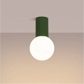 Зелено осветително тяло за таван със стъклен абажур ø 12 cm Orbital – Sollux