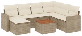 3256569 vidaXL Градински диван с възглавници, 8 части, бежов полиратан