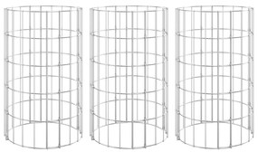 Габион кръгли повдигнати лехи 3 бр поцинкована стомана Ø30x50см