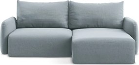 Син кадифен сгъваем/с място за съхранение ъглов диван (десен ъгъл) Kalena – Makamii