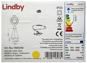 Lindby - LED Димируем пендел VERIO LED/230V + д.у.