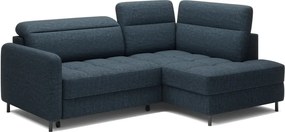 Син кадифен разтегателен ъглов диван с място за съхранение (десен ъгъл L форма) Barea – ELTAP