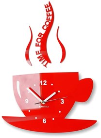 Стенен часовник Time for coffee червен