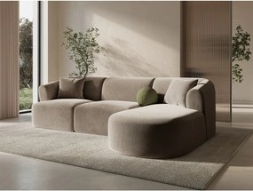 Светлокафяв кадифен ъглов диван (десен ъгъл) Campi – Cosmopolitan Design