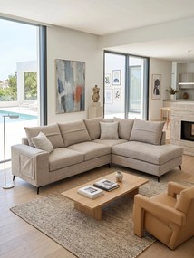 Ъглов диван Hannah-Бежово-Дясно