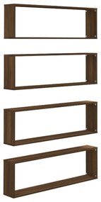 815913 vidaXL Стенни рафтове, 4 бр, кафяв дъб, 100x15x30 см, инженерно дърво