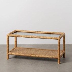 Масичка за кафе със стъклен плот в естествен цвят 40x90 cm – Ixia