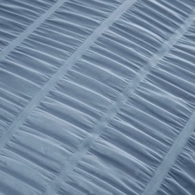 Синьо двойно удължено крепово спално бельо 230x220 cm Seersucker – Catherine Lansfield