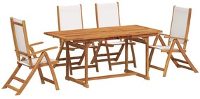 3279296 vidaXL Градински трапезен комплект, 5 части, акация масив и textilene