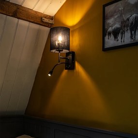 Модерна стенна лампа черна с текстилен абажур - Stacca