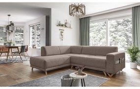 Кафяв разтегателен/с място за съхранение ъглов диван (ляв ъгъл/L форма) Classy Sophie – Miuform