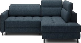 Син кадифен разтегателен ъглов диван с място за съхранение (десен ъгъл L форма) Barea – ELTAP