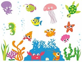 Цветни стикери с принт подводен свят, 100 см х 75 см