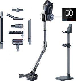 Вертикална прахосмукачка Jimmy H11 Pro, 600W, 260 AW, 0.6 л, Сензор за прах, Сгъваема, Автономност 90 минути, LED дисплей, Черен/Сив