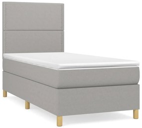 3142225 vidaXL Боксспринг легло с матрак, светлосиво, 90x200 см, плат