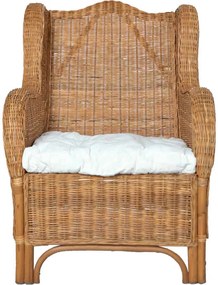 325465 vidaXL Диван с възглавница, светлокафяв, естествен ратан и лен