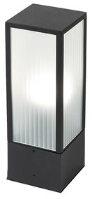 Умна външна подова лампа черна с оребрено стъкло 40 см вкл. WiFi A60 - Charlois