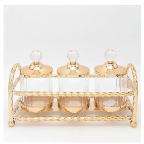 К-кт 3x Стъклен буркан златист