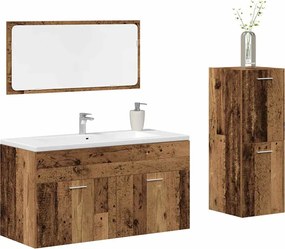 3328593 vidaXL Комплект мебели за баня от 3 части старо дърво инженерно дърво