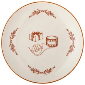 Бяла десертна глинена чиния с коледен мотив ø 20,5 cm Beth – Bloomingville