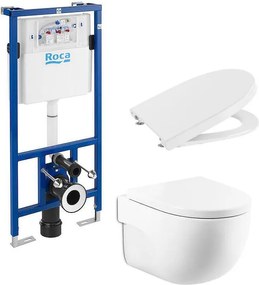 Комплект за WC, Duplo 4 в 1 Meridian Rimless Compact 480 (бутон по избор), A890090020 + A346244000 + A8012AC00B