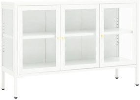 336068 vidaXL Бюфет, бял, 105x35x70 см, стомана и стъкло