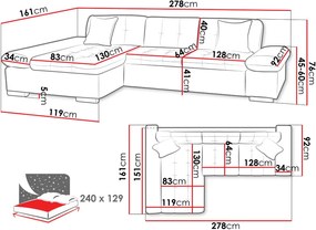 Ъглов диван Malwi II-Ляв-С легло